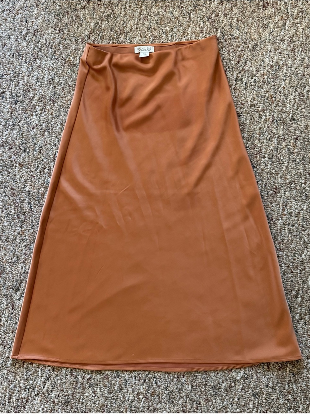 Rachel Zoe Burnt Orange Midi A-Line Skirt